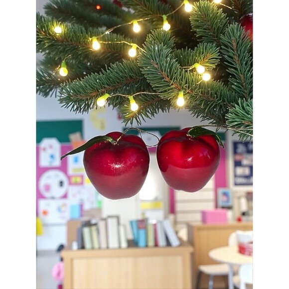 Vintage Mini Apple Ornaments Teacher Classroom Christmas Tree Farmhouse Sears - Picture 1 of 10